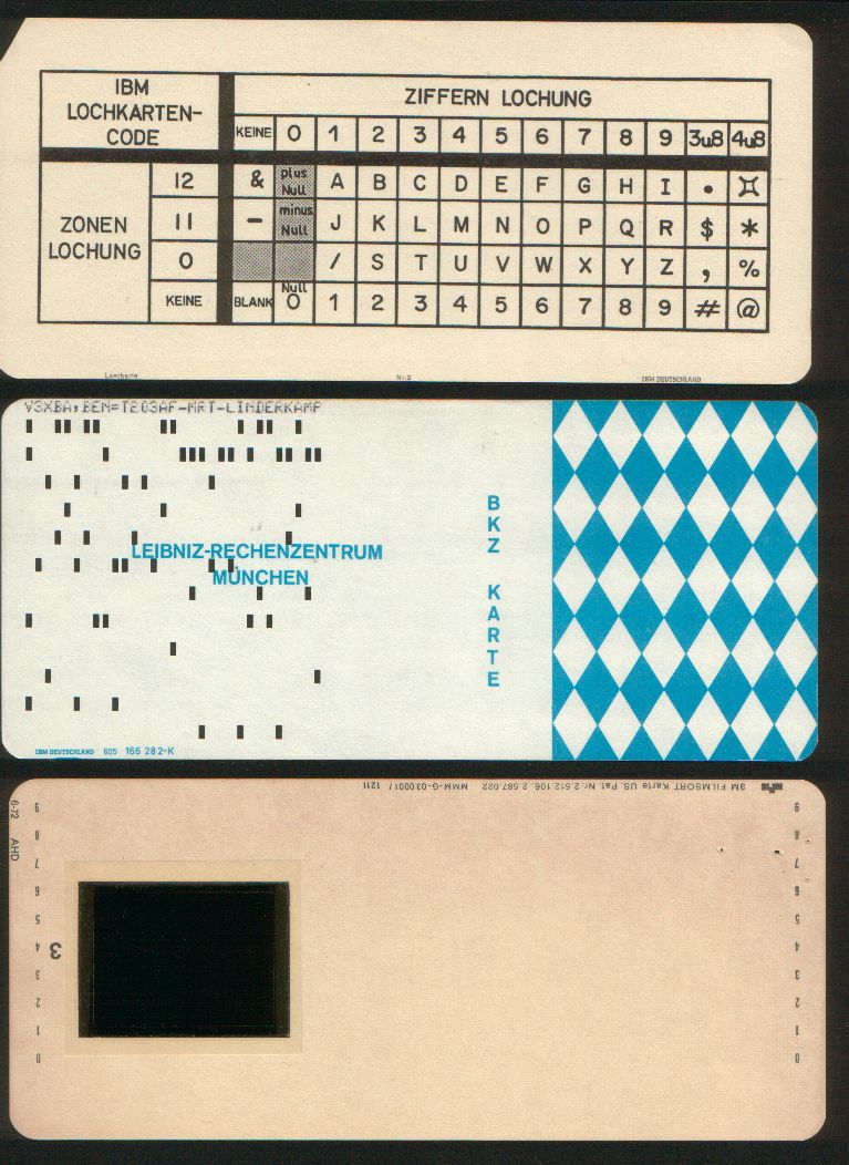 Erl�uterungskarte, Jobkarte des LRZ M�nchen, Microfilm-Karte